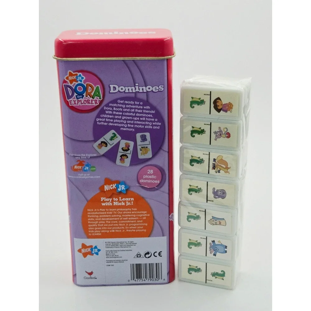Dora the Explorer Dominoes 28 Piece Set in Collectible Tin Nick Jr 2006 NEW